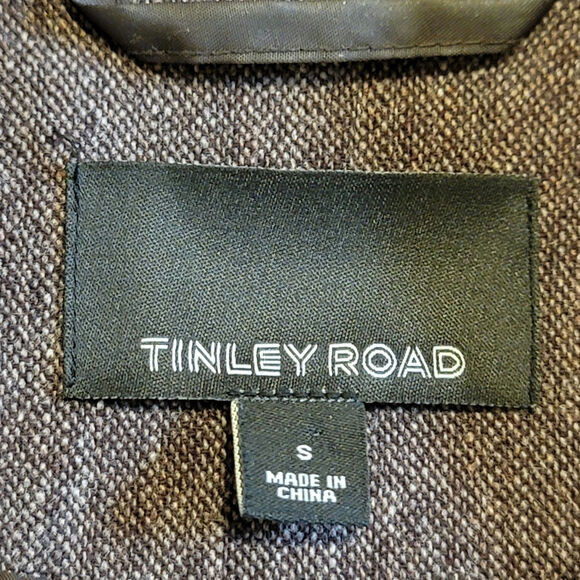 Tinley Road Wool Blazer Brown Faux Suede Lapel Tailored Structured Jacket Size S - Picture 14 of 16